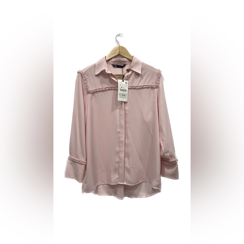 NEW Zara Button Down Pink  Blouse